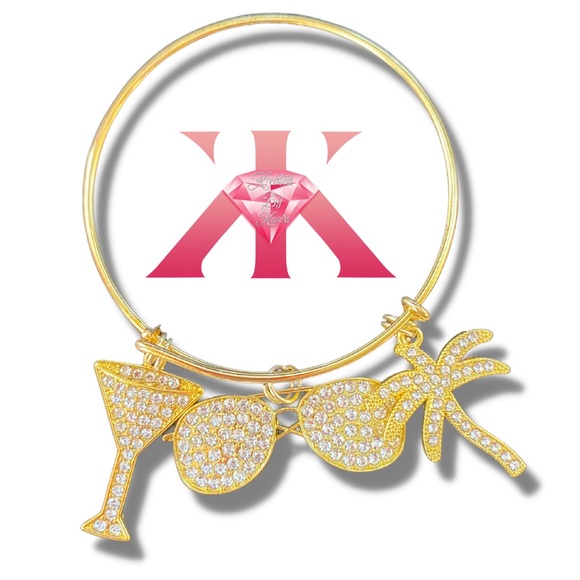 Hand Crafted Jewelry - Custom "Summer Time Vibes" Bangle Charm Bracelet